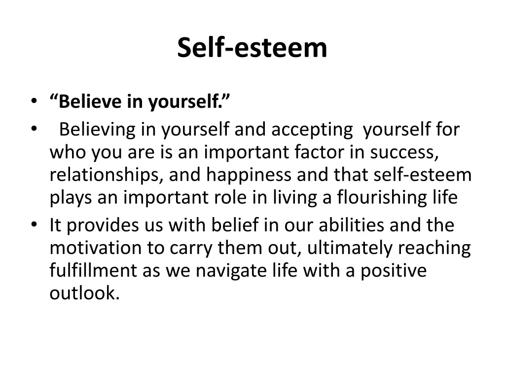 self esteem