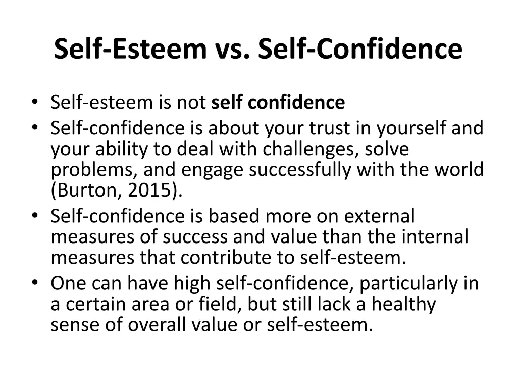 self esteem vs self confidence