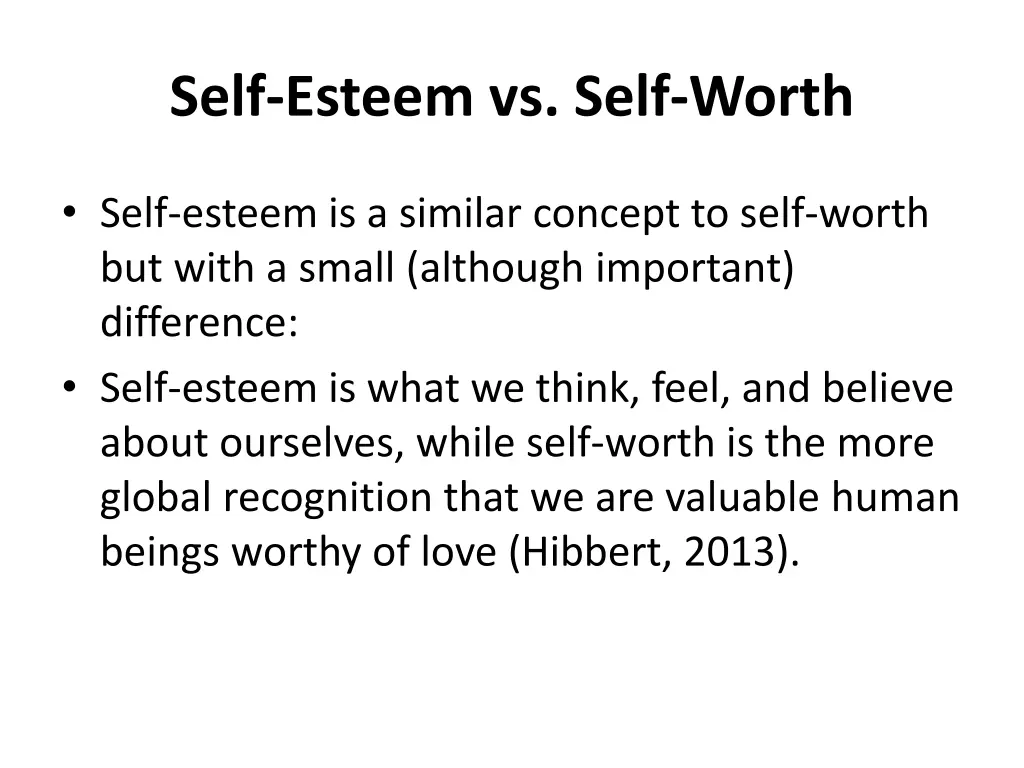 self esteem vs self worth