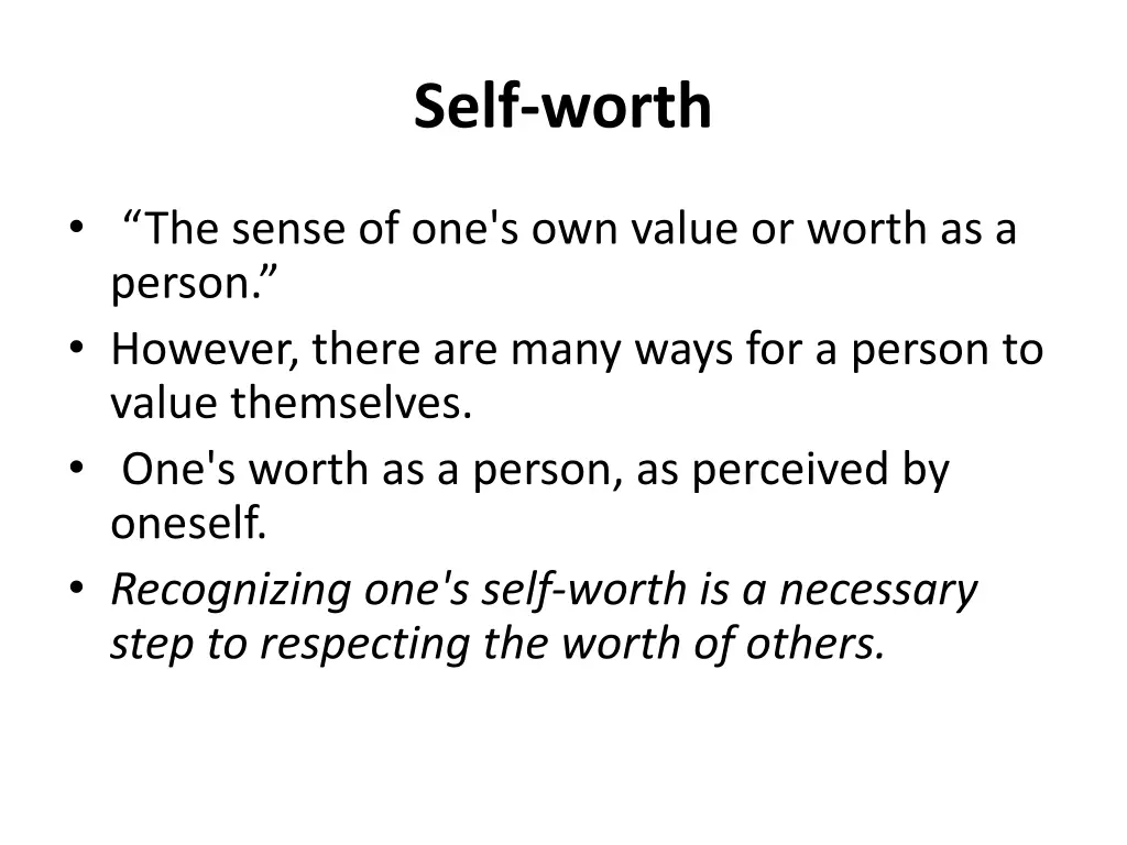 self worth 2