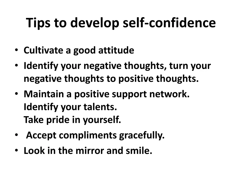 tips to develop self confidence