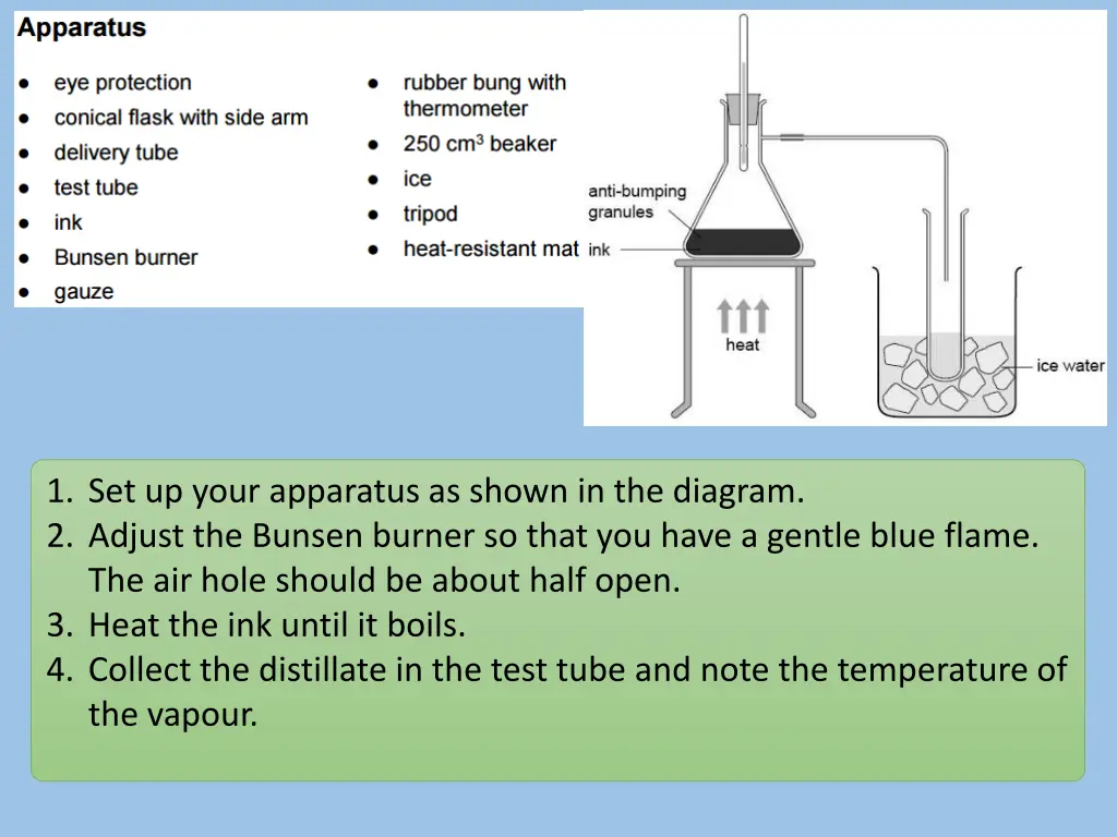 1 set up your apparatus as shown in the diagram