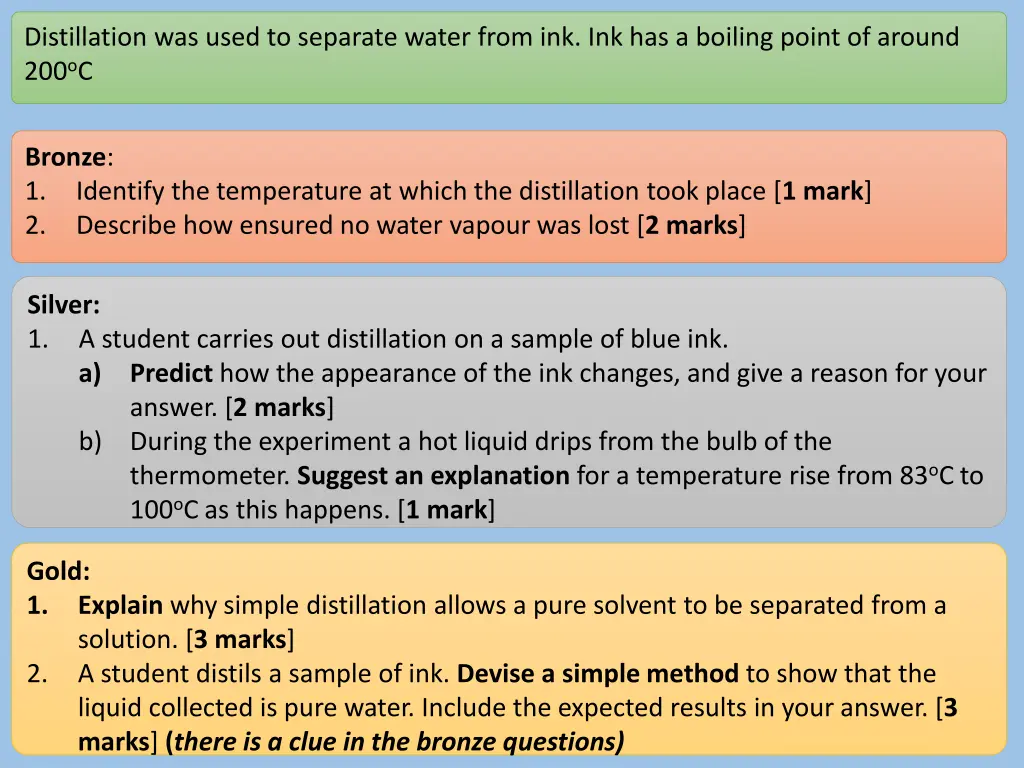 distillation was used to separate water from