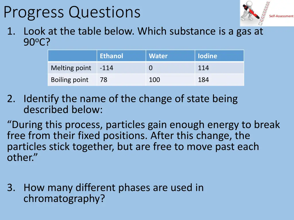 progress questions 1 look at the table below