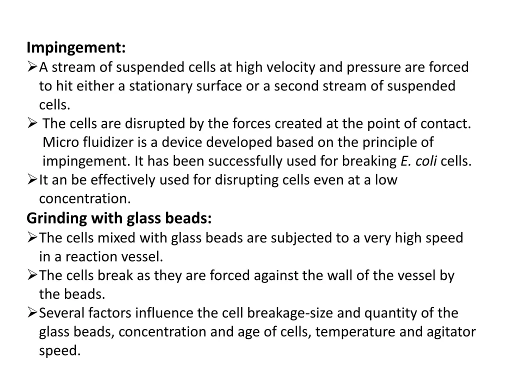 impingement a stream of suspended cells at high