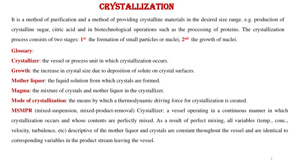 crystallization crystallization