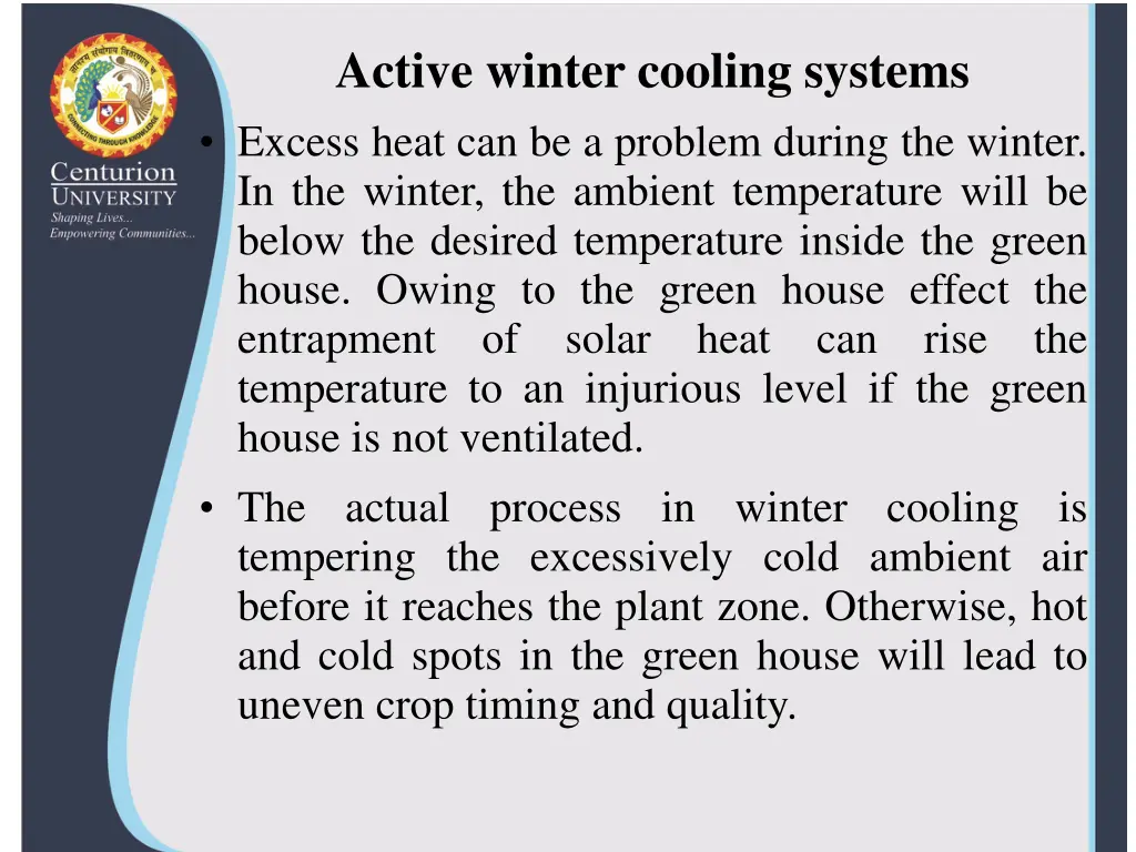 active winter cooling systems excess heat