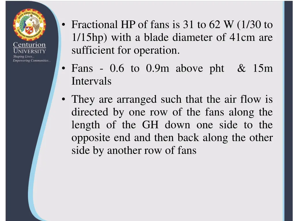 fractional hp of fans