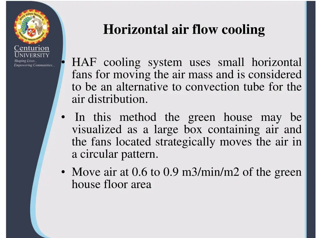 horizontal air flow cooling