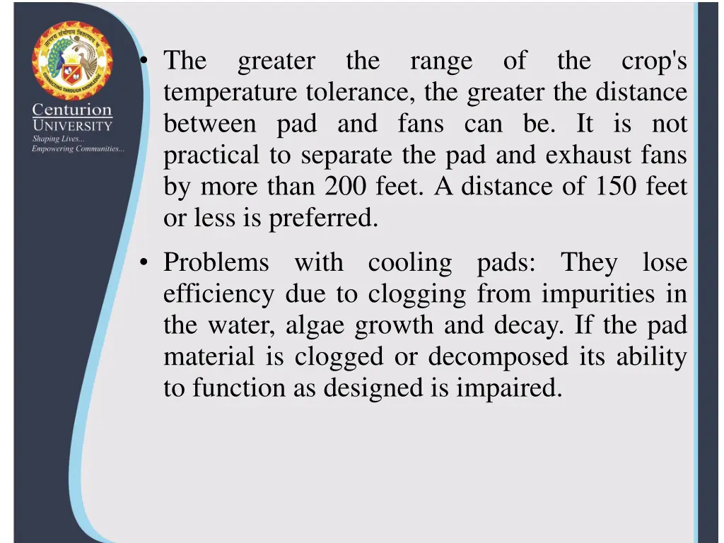 the greater the range of the crop s temperature