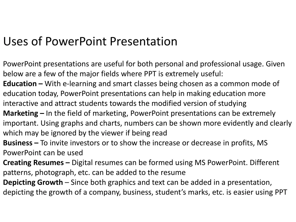 uses of powerpoint presentation