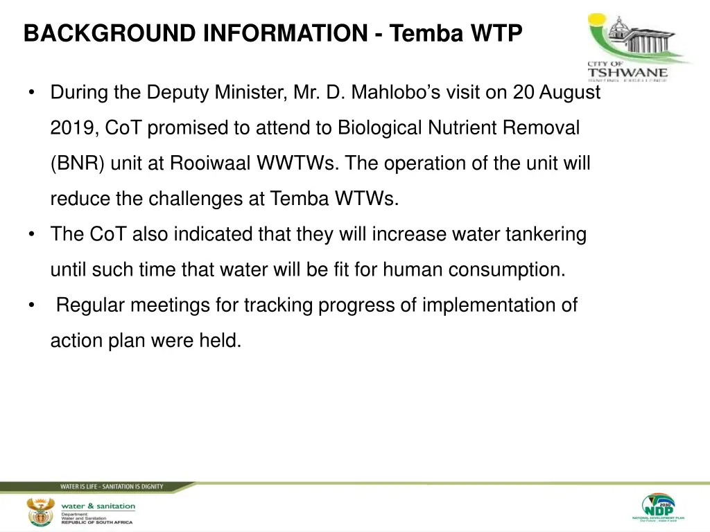 background information temba wtp