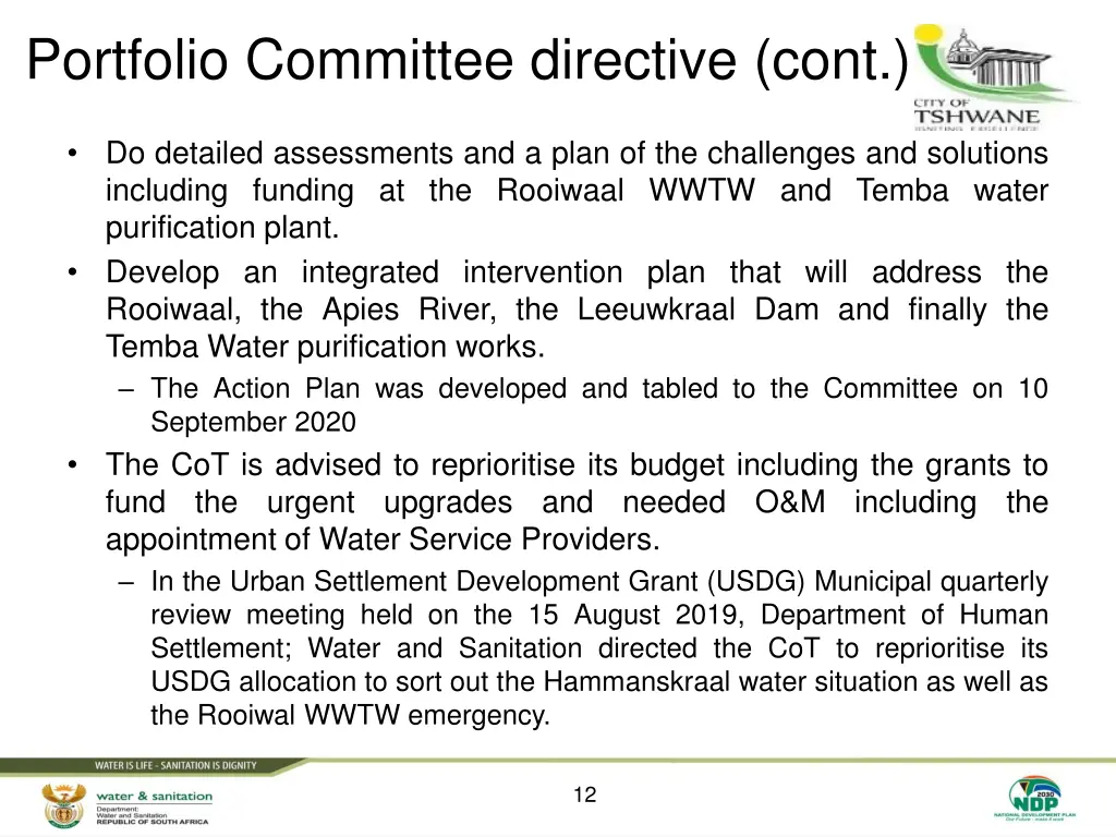 portfolio committee directive cont