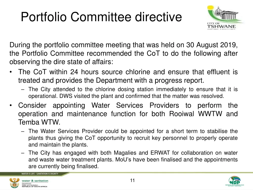 portfolio committee directive