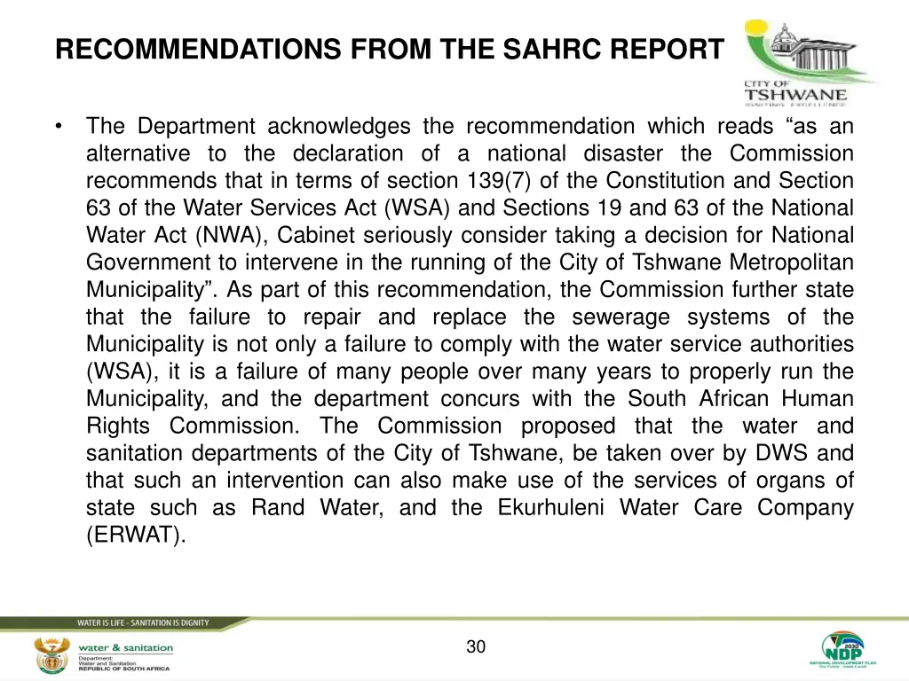 recommendations from the sahrc report 1