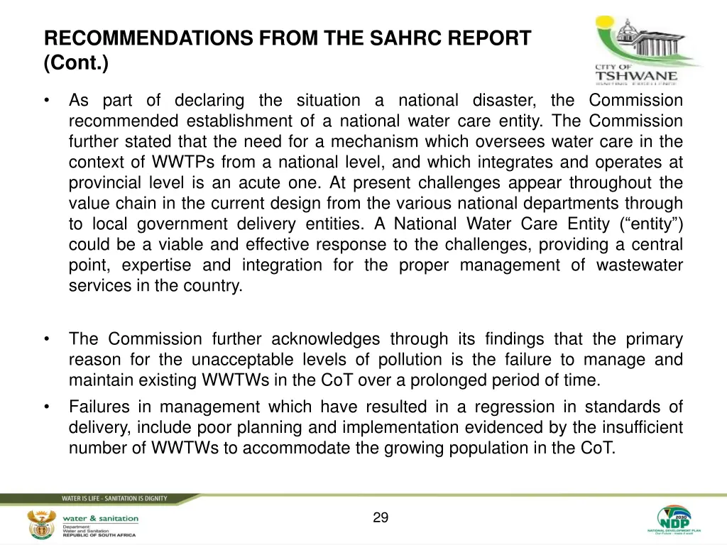 recommendations from the sahrc report cont