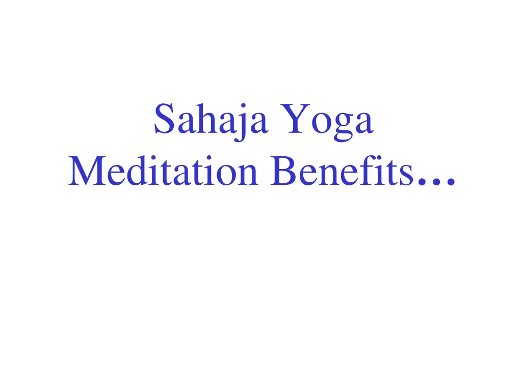 sahaja yoga meditation benefits