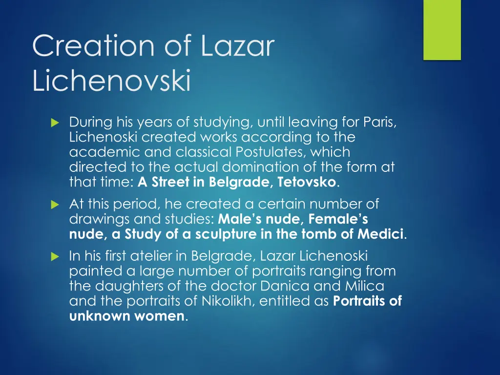 creation of lazar lichenovski