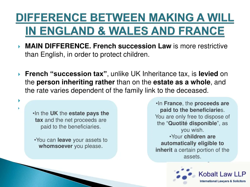 main difference french succession law is more