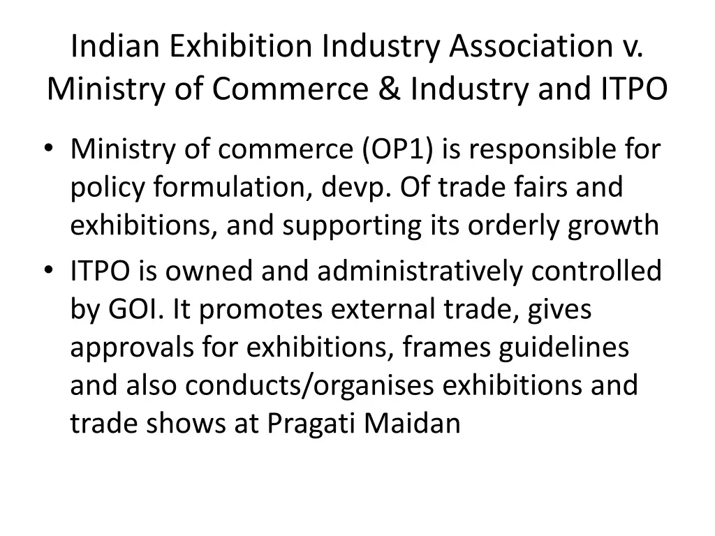 indian exhibition industry association v ministry