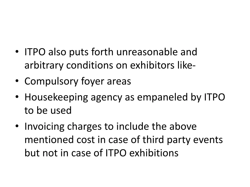 itpo also puts forth unreasonable and arbitrary