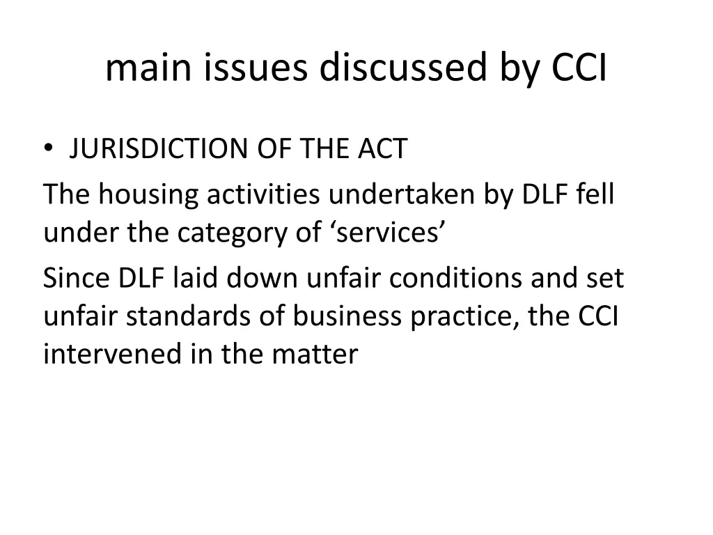 main issues discussed by cci