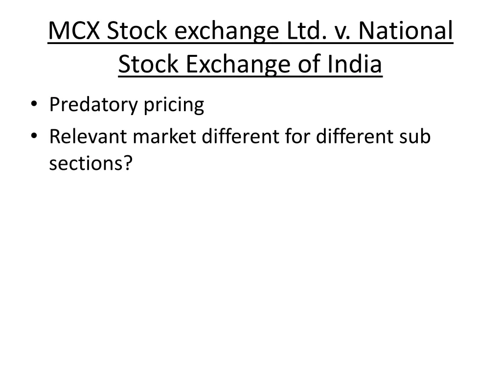 mcx stock exchange ltd v national stock exchange