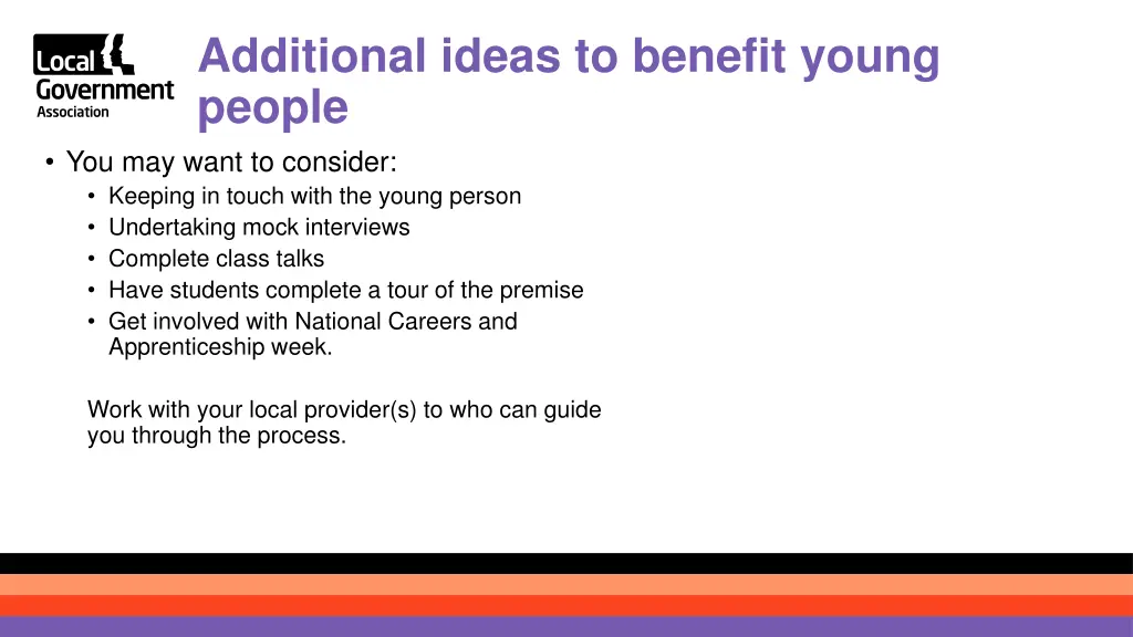 additional ideas to benefit young people