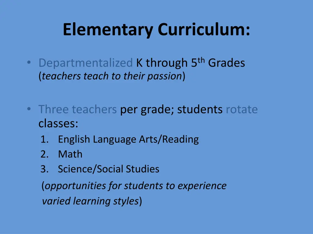 elementary curriculum