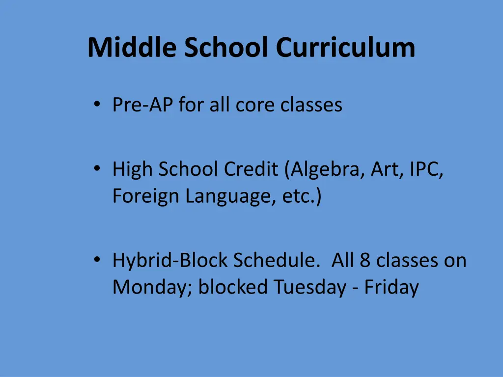 middle school curriculum