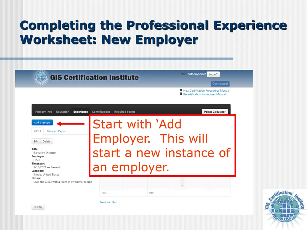 completing the professional experience worksheet