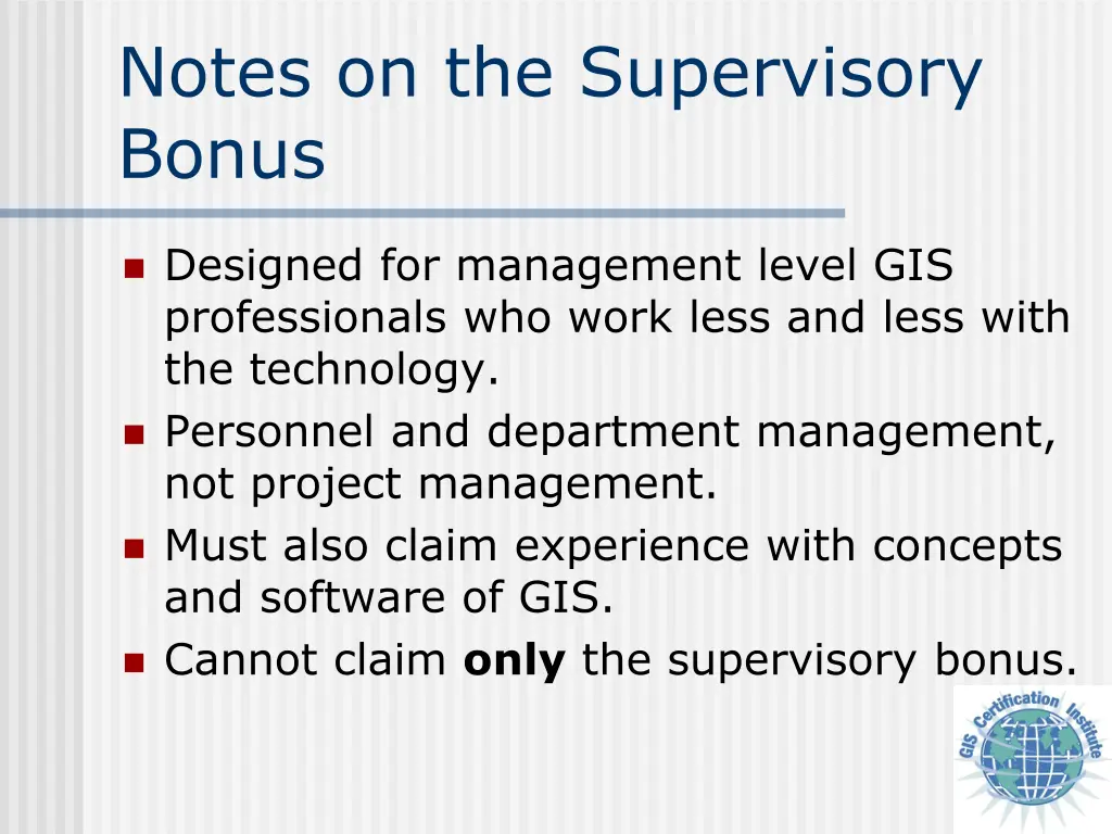 notes on the supervisory bonus