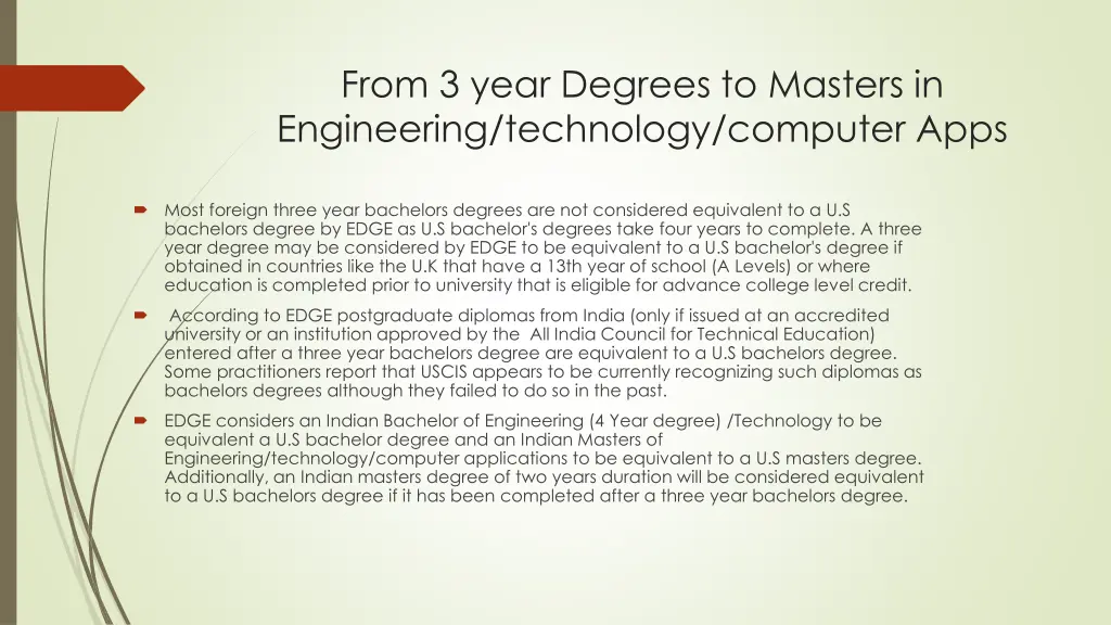 from 3 year degrees to masters in engineering