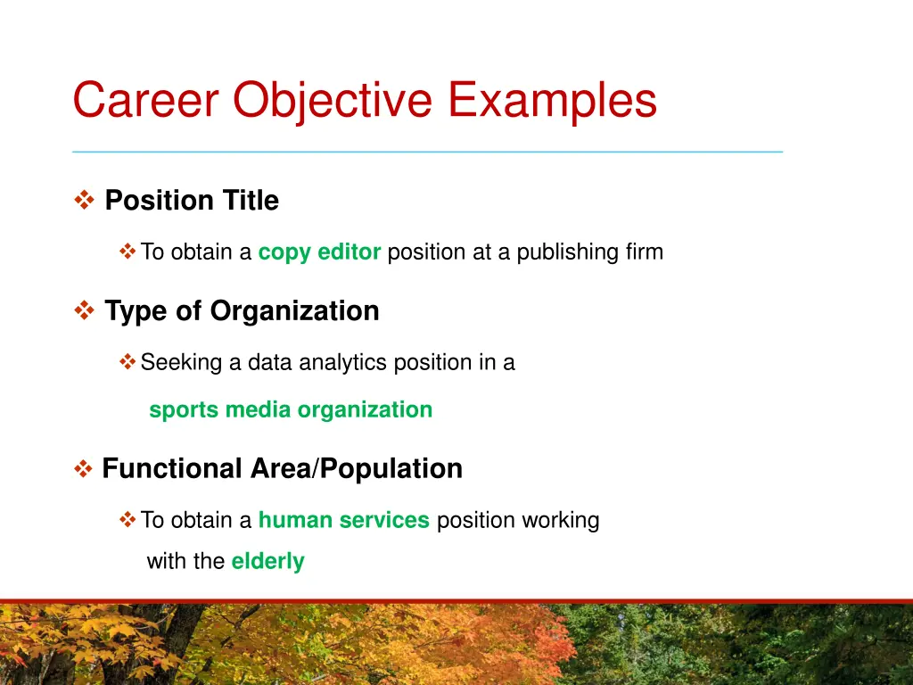 career objective examples