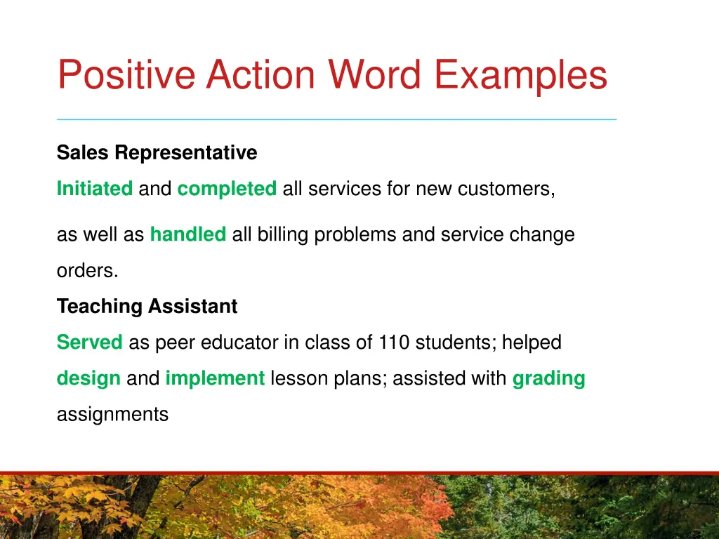 positive action word examples