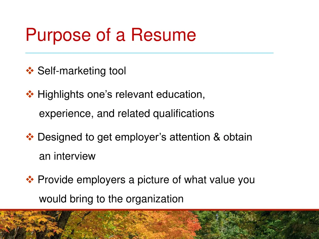 purpose of a resume