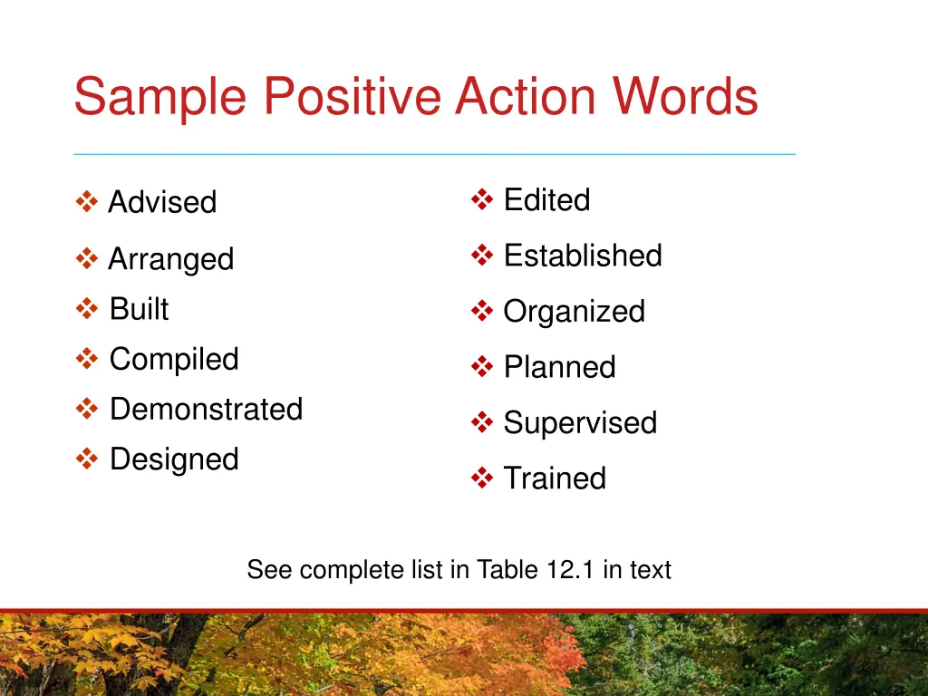 sample positive action words