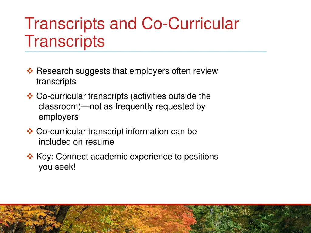 transcripts and co curricular transcripts