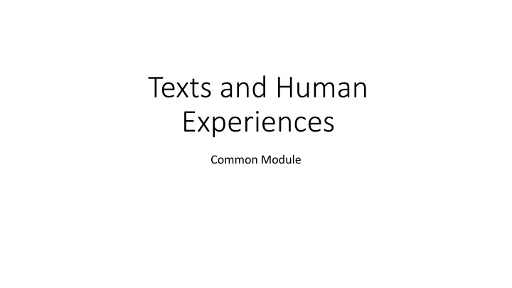 texts and human experiences