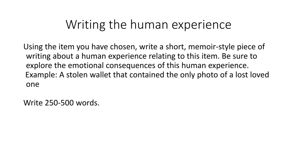 writing the human experience