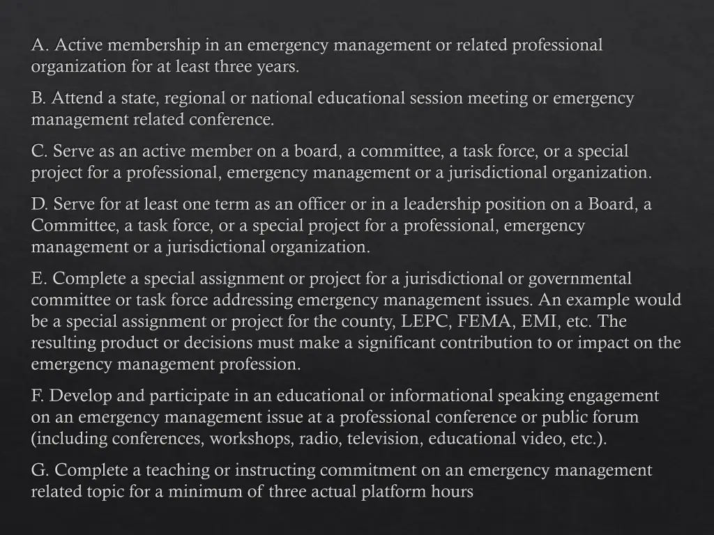 a active membership in an emergency management