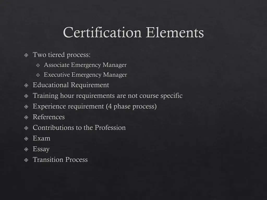 certification elements