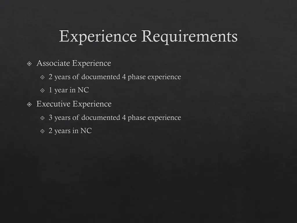 experience requirements