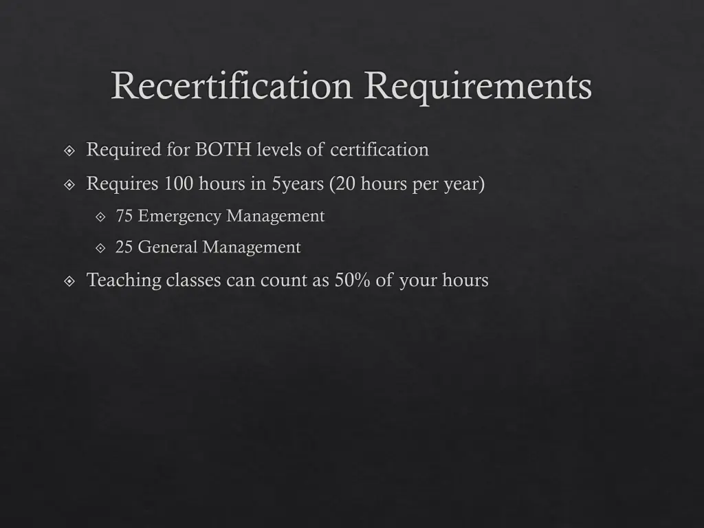 recertification requirements