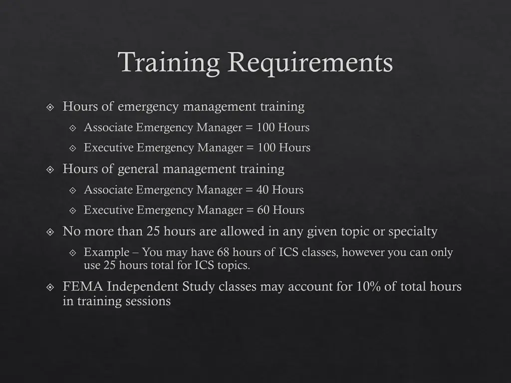 training requirements