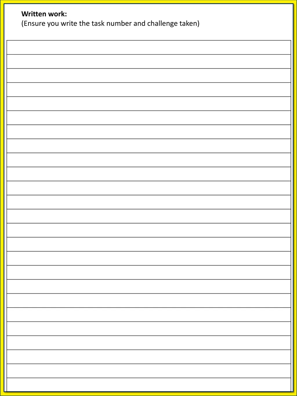 written work ensure you write the task number