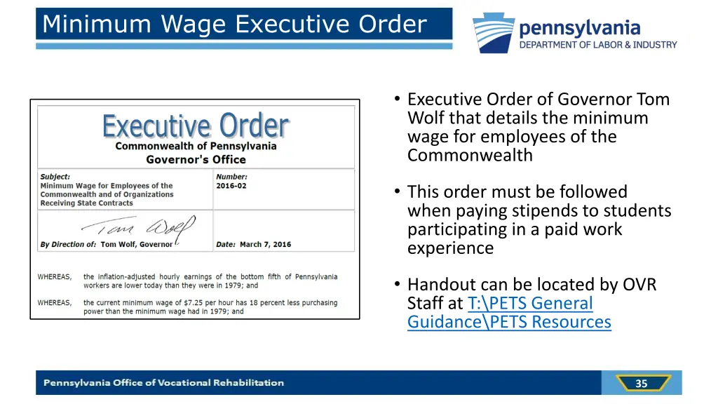 minimum wage executive order