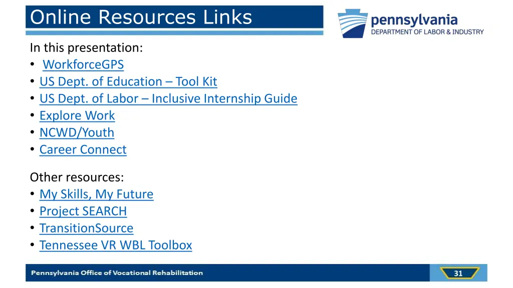 online resources links