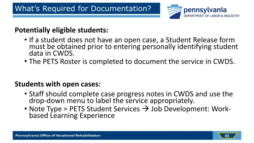 what s required for documentation