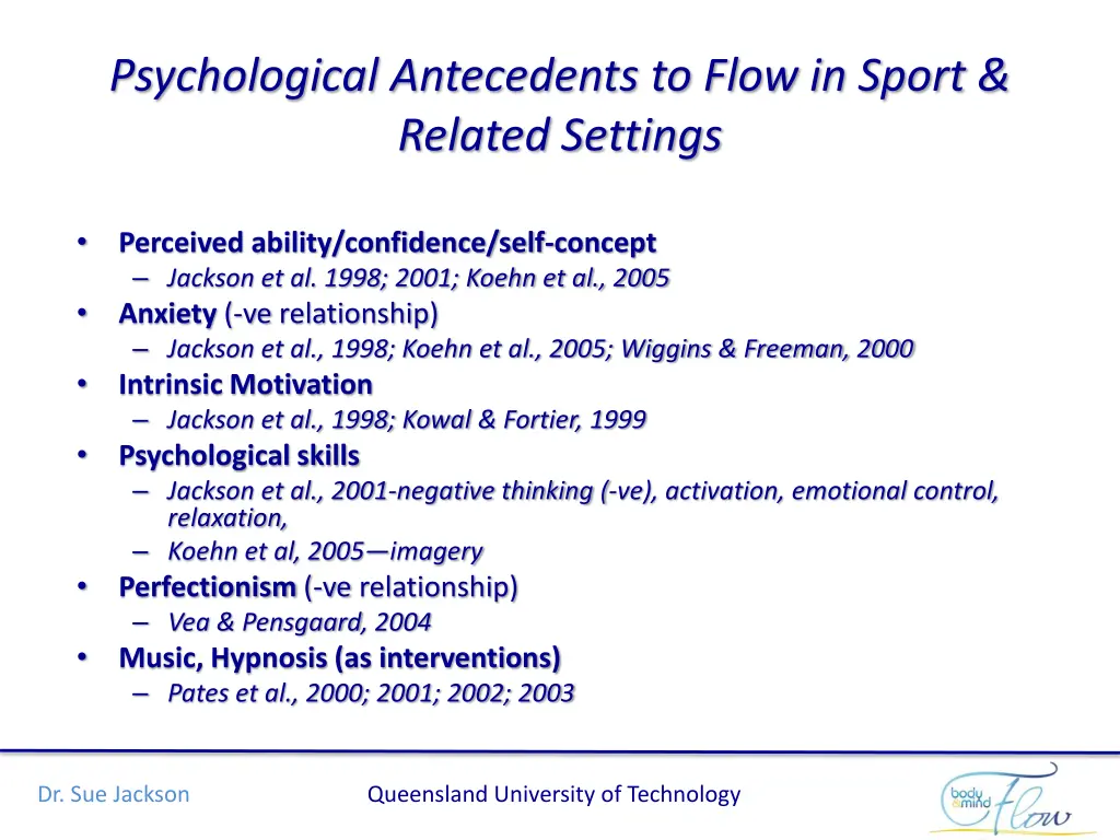 psychological antecedents to flow in sport